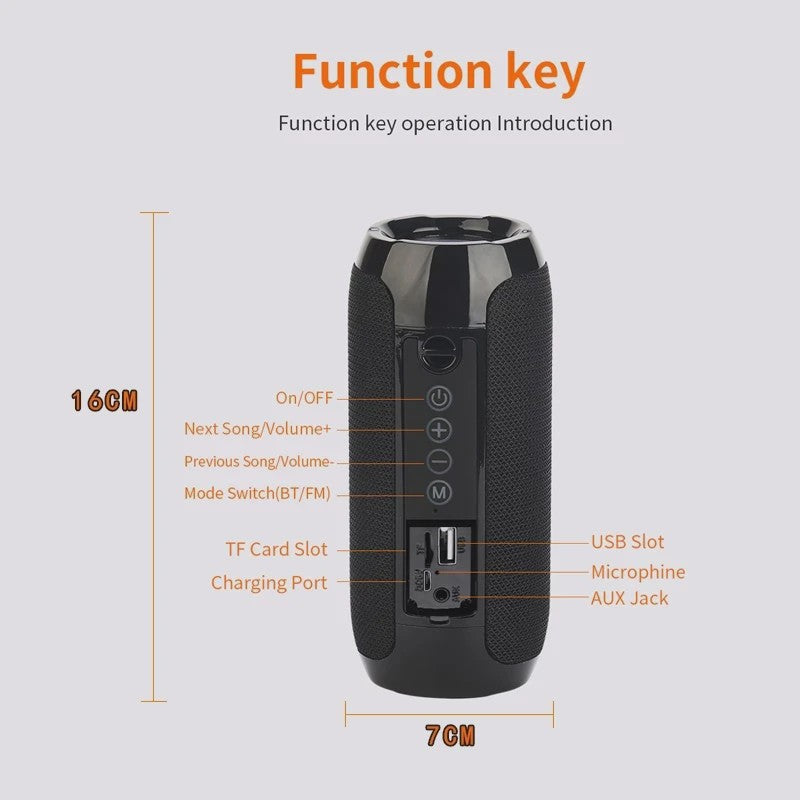 Draagbare Bluetooth Speaker met FM Radio, Subwoofer en 10W Stereo Geluid