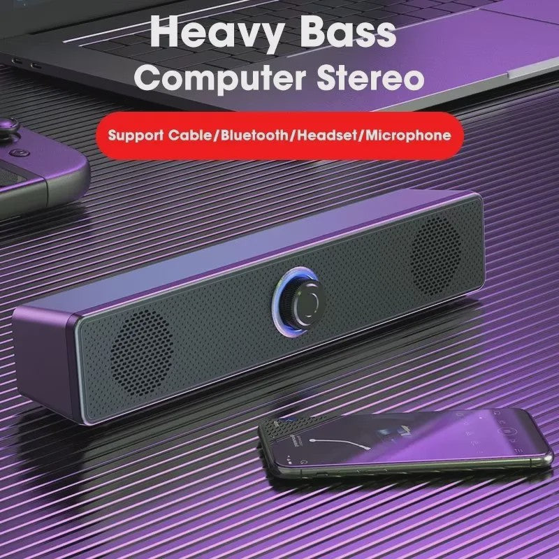 Draadloze Bluetooth Soundbar Speaker voor PC, TV en Laptop - 4D Stereo Geluid