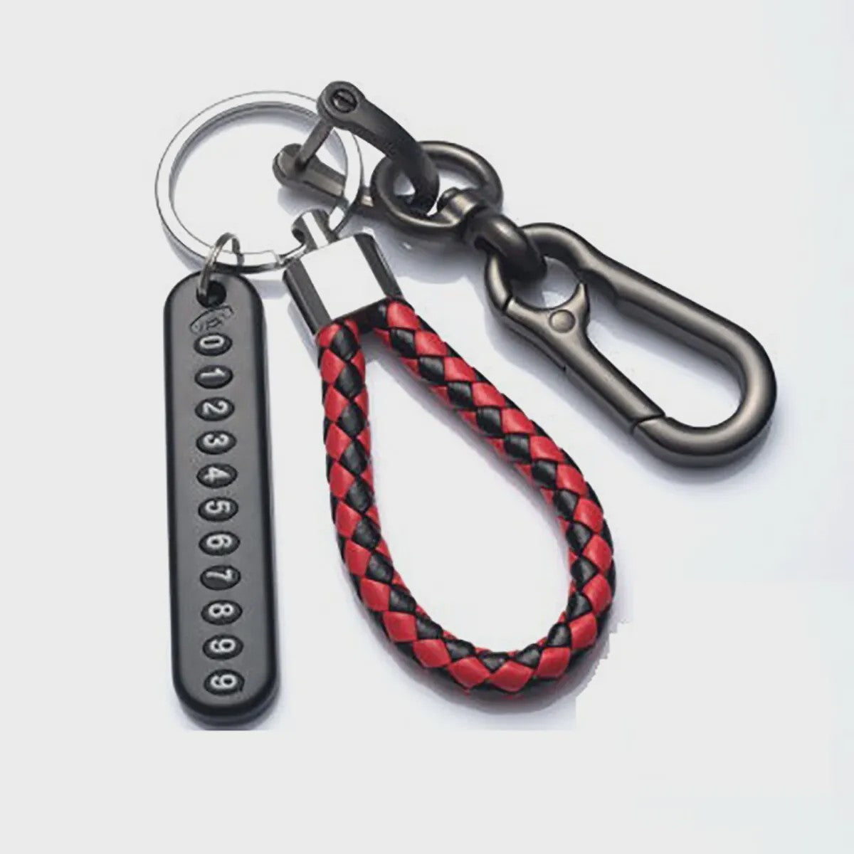 Trendy Leren Telefoonnummer Sleutelhanger voor Heren - Anti-verlies Auto Accessoire