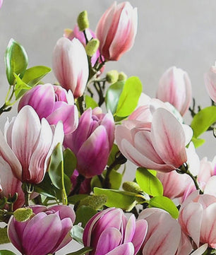 Zijden Magnolia Boeket - Kunstbloemen voor Bruiloft, Decoratie & DIY