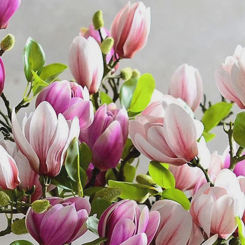 Zijden Magnolia Boeket - Kunstbloemen voor Bruiloft, Decoratie & DIY