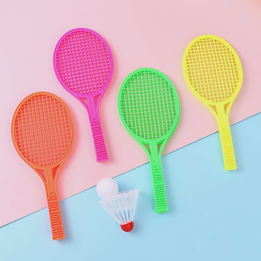 Mini Plastic Badminton & Tafeltennis Set - 4 Paddles, 2 Ballen