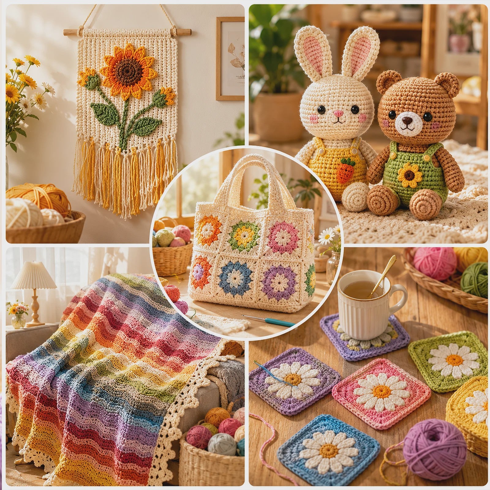 DIY Textile Set，77 Piece Crochet Hook Set With 62 Mixed Color Yarn Balls, 2 Aluminum Crochet Hooks, 2 Knitting Needles, And 10 Anti Slip Pins