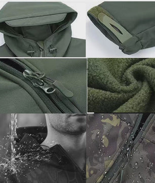 Heren Softshell Fleece Outdoor Jas met Capuchon - Winddicht & Warm voor Camping, Hiking, Jagen