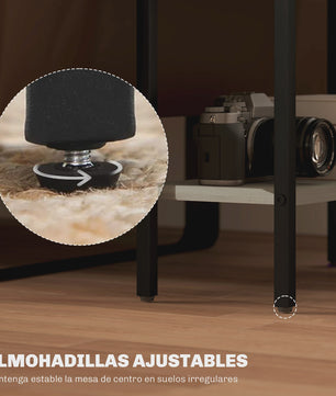Homcom Smalle Bijzettafel met 3 Open Planken en Stalen Frame - Industrieel Design