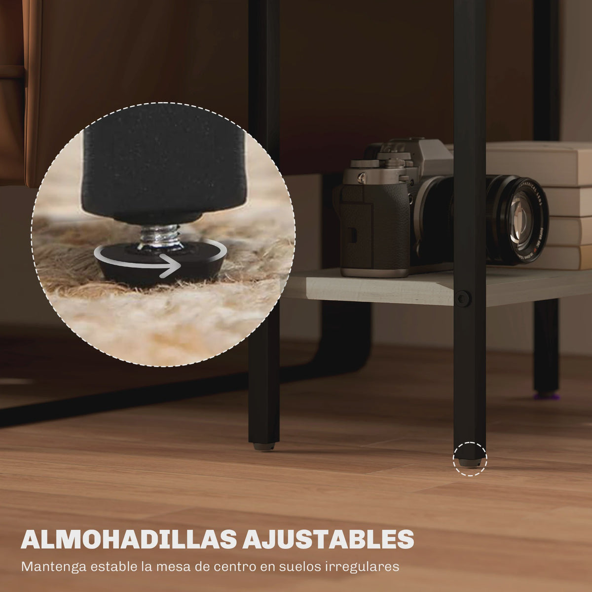 Homcom Smalle Bijzettafel met 3 Open Planken en Stalen Frame - Industrieel Design