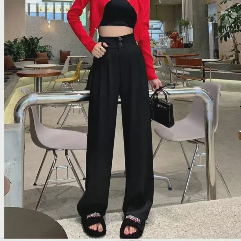 Elegante Wide Leg Pantalon Dames - Hoge Taille Zwart