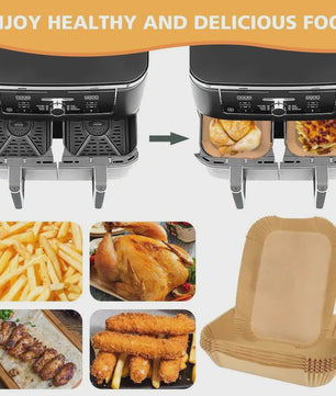 Wegwerp Airfryer Liners (10.4L & 5.2L) - Rechthoekig Bakpapier, Olie- & Waterbestendig