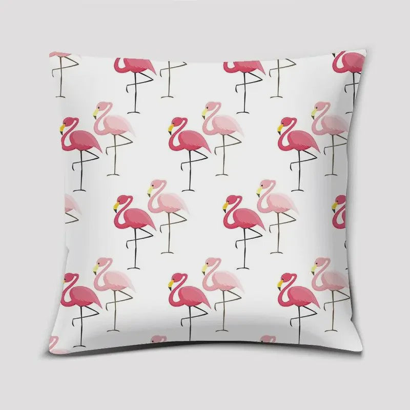 Vrolijke Flamingo Kussenhoes Vierkant - Decoratie voor Bank & Auto