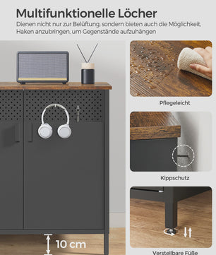 Industriële Sideboard met Dubbele Deuren en Verstelbare Plank - Stijlvol Keukenkast
