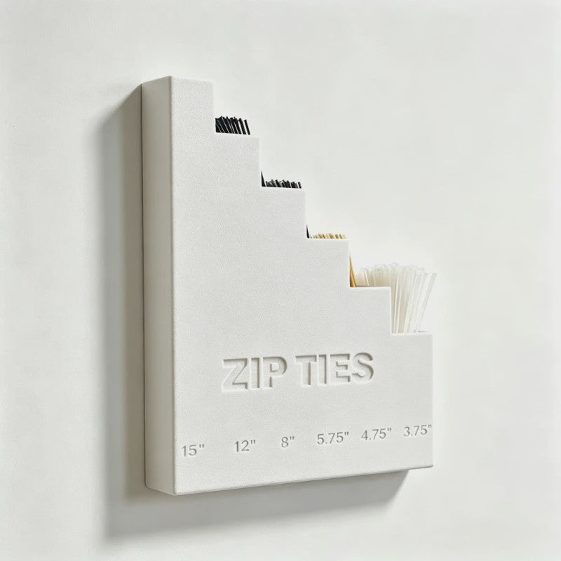 3D Geprinte Wandhouder Organizer voor Kabelbinders - Zware Kwaliteit voor Garage & Werkplaats