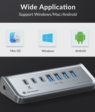 Yottamaster USB 3.2 Hub 10Gbps Type-C Docking Station met 5x USB 3.0 Poorten