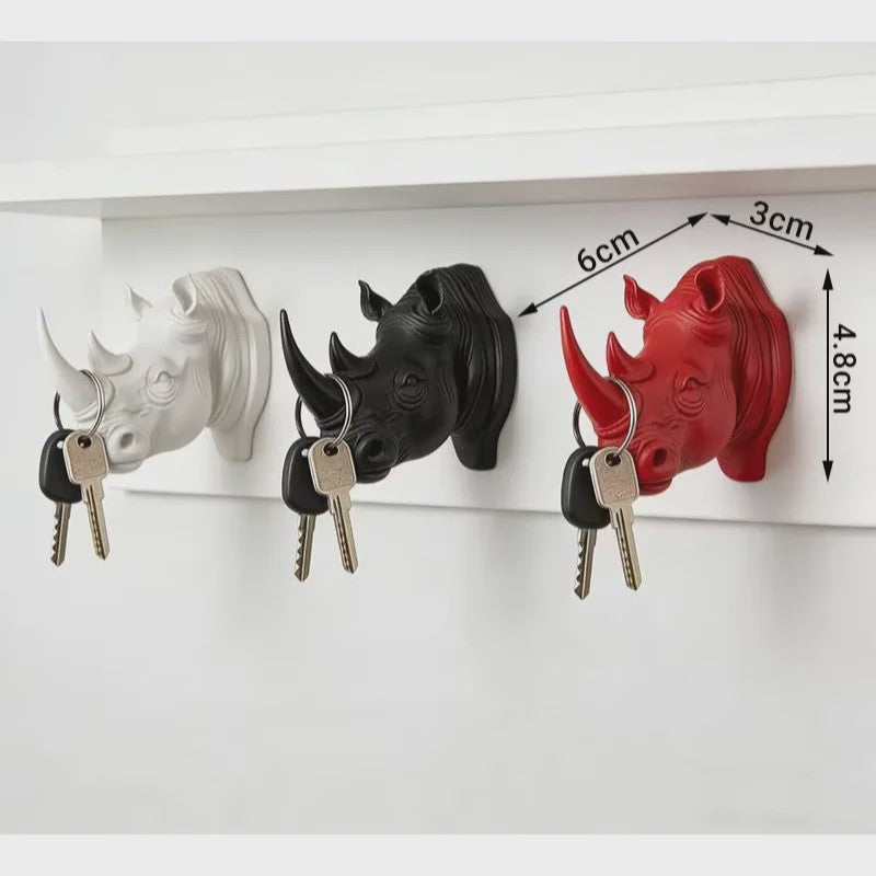 Creatieve Neushoornkop Wandhaak: Stijlvolle Sleutelhanger & Decoratieve Organizer
