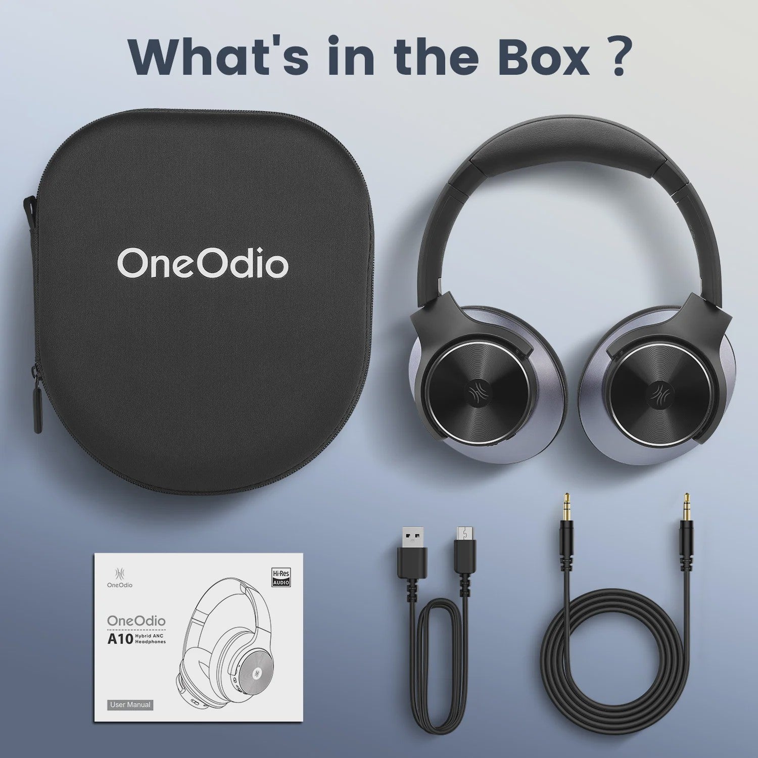 Oneodio A10 Draadloze Over-Ear Koptelefoon met Hybride ANC, Hi-Res Audio & 50u Batterijduur