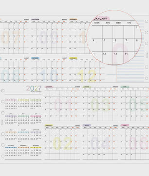 2027 Jaarkalender Navulling voor Planner | A6, A7, M5 | 4-Fold Ontwerp
