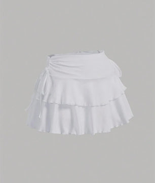 Zomerse Dames Rok: Hoge Taille, Slim Fit met Elastische Band en Ruffle Details