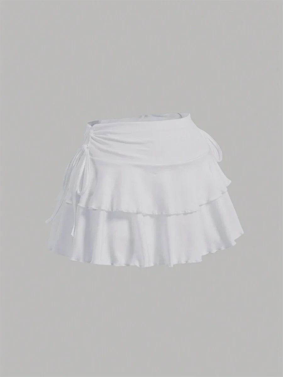 Zomerse Dames Rok: Hoge Taille, Slim Fit met Elastische Band en Ruffle Details