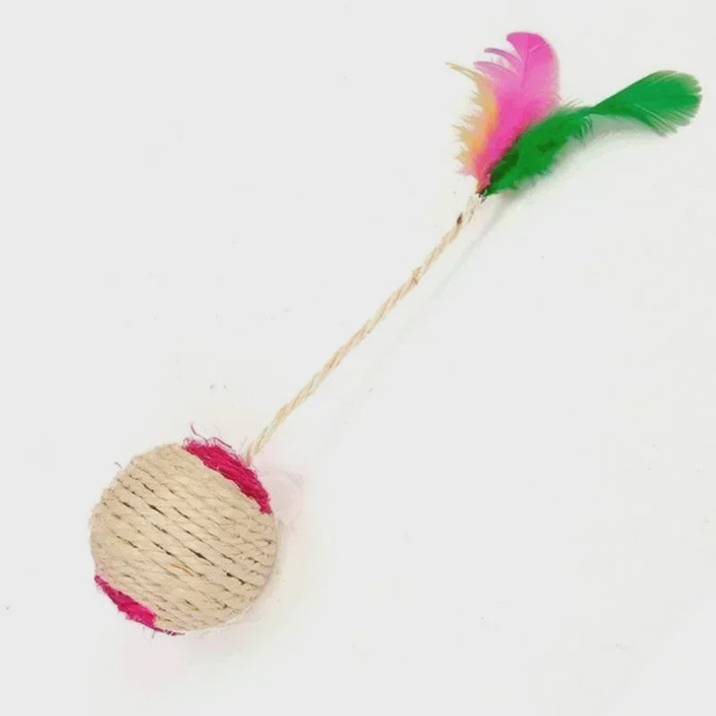 Interactieve Kattenkrabbal met Veren - Sisal Speelgoed voor Kitten