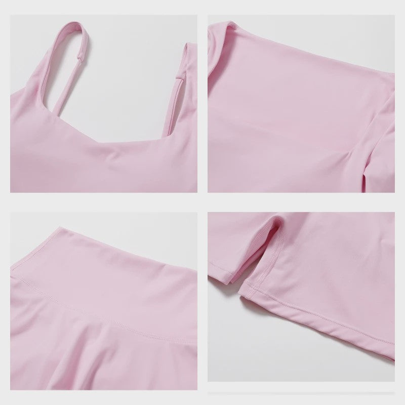 Dames Yoga Set 2-Delig: Sneldrogend Sportpak met Lange Mouwen Top en Hoge Taille Shorts