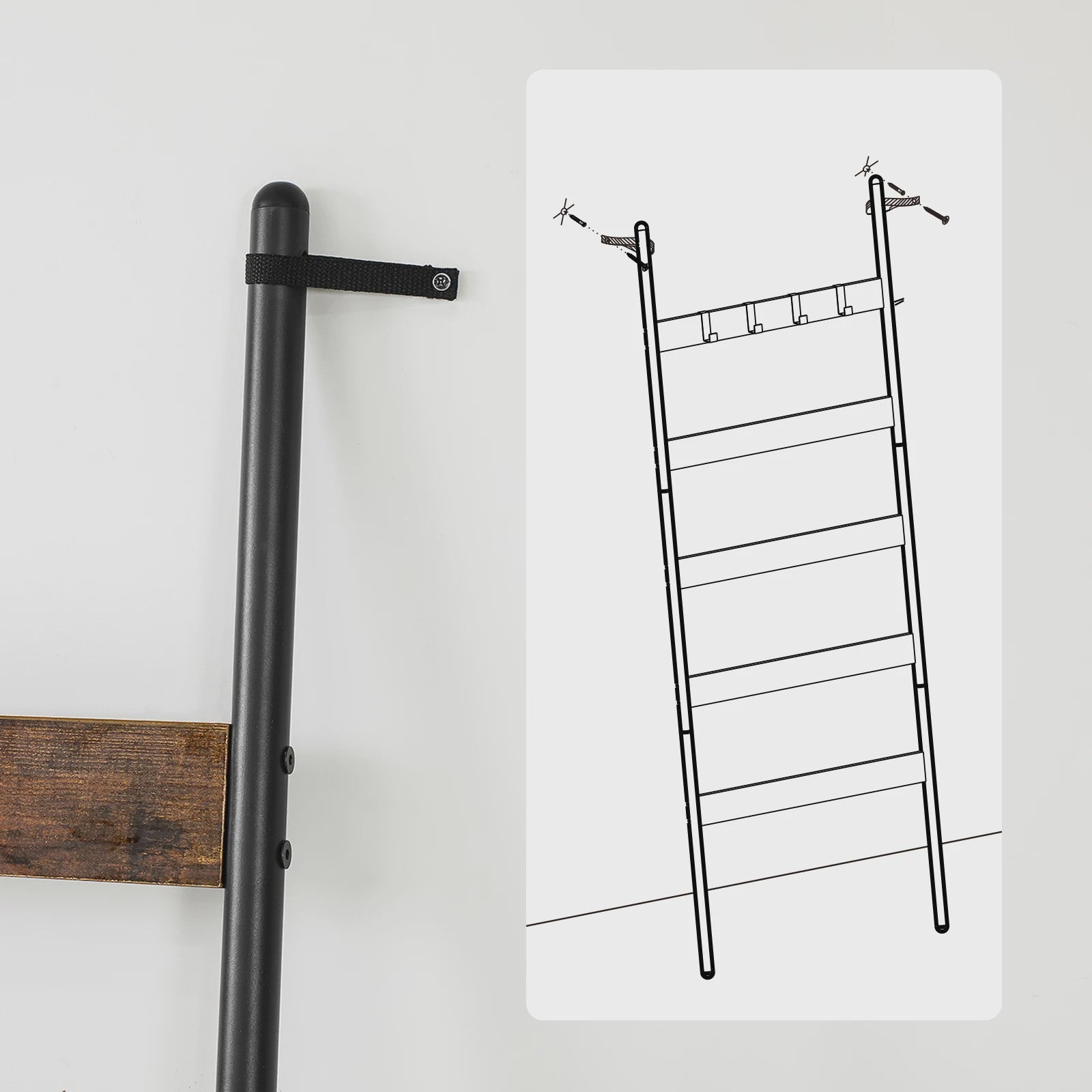 Stijlvolle Handdoekladder met 5 Niveaus en 4 Haken - Decoratief en Praktisch