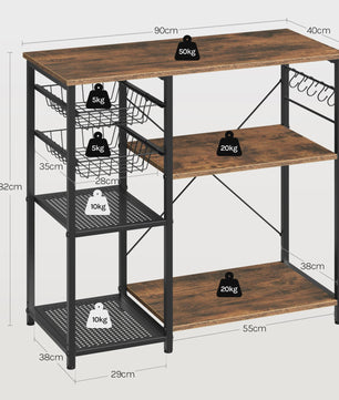 Keukenrek met Magnetronplateau, 2 Manden & 5 Haken - Industrieel Design