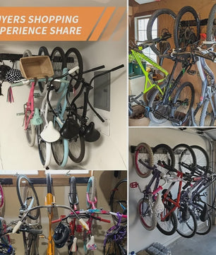Robuust Fietsenrek voor Wandmontage - Zwart Metaal - Opslag voor 4 Fietsen