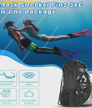 Compleet Snorkel Set voor Volwassenen: Panoramisch Anti-Condens Duikmasker, Droge Snorkel & Verstelbare Zwemvinnen