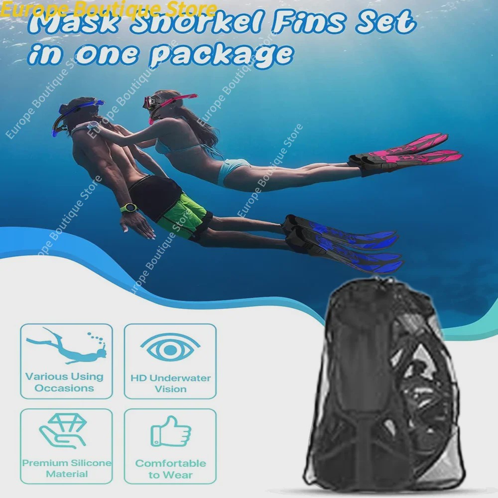 Compleet Snorkel Set voor Volwassenen: Panoramisch Anti-Condens Duikmasker, Droge Snorkel & Verstelbare Zwemvinnen