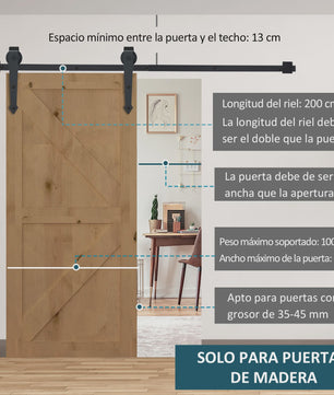 Homcom 200Cm/6.6Ft Sliding Door Hardware Kit Door Accessories