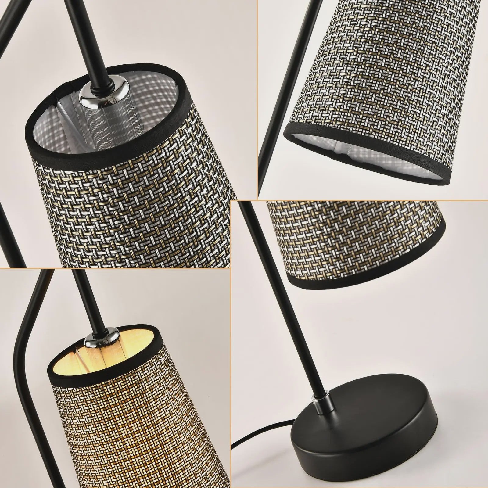 Retro Vintage Tafellamp Zwart met Beige Stofkap - Sfeervolle Verlichting voor Slaapkamer & Woonkamer