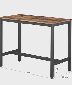 VASAGLE Bartafel met Metalen Frame - Stijlvol Vintage Houtlook - Eenvoudige Montage