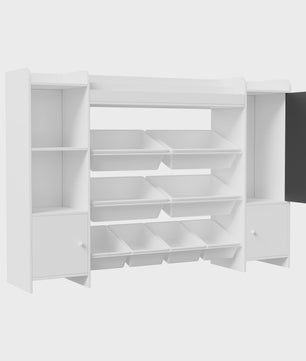 Boekenkast met 8 Opbergboxen en Krijtbord voor Kinderkamer