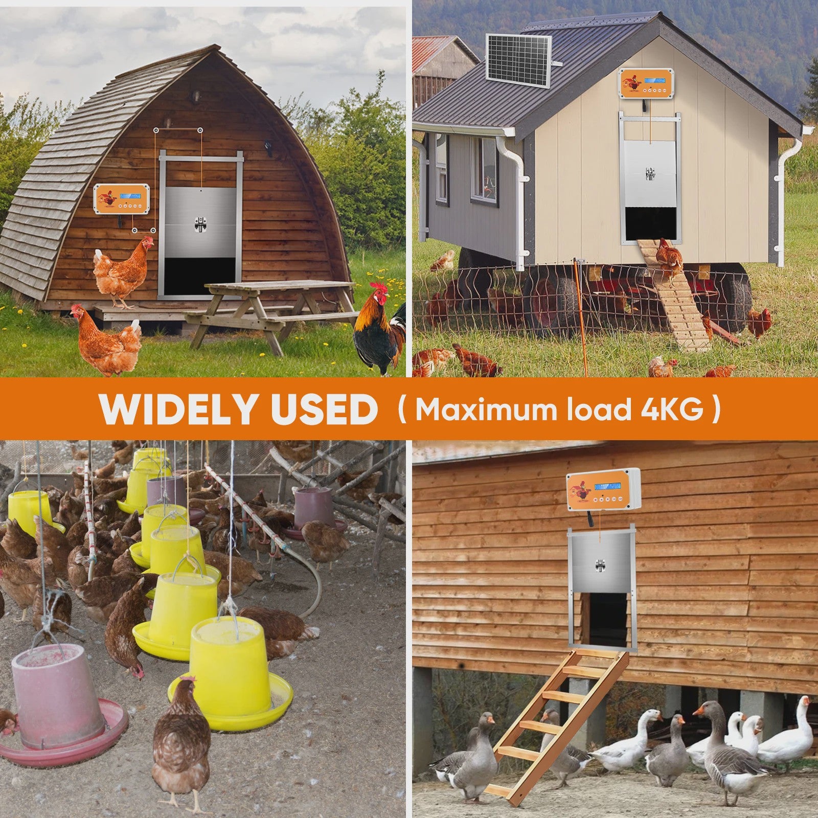 Automatic Chicken Door Control Box With Timer, Power or Battery Energy,Chicken Coop Door Box Traction Up to 4kg