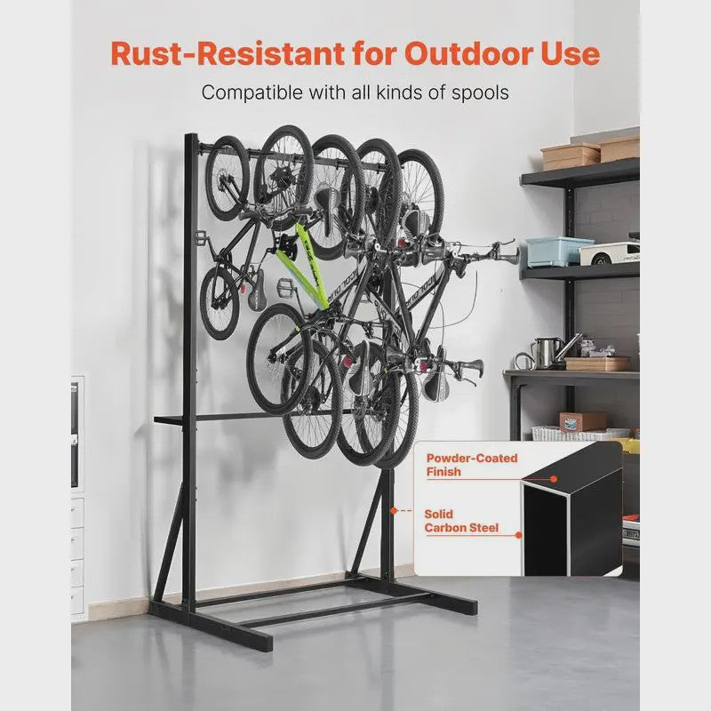 Fietsenrek voor 5 Fietsen - Carbon Staal - 136 kg Capaciteit - Verticale Fietsenstalling