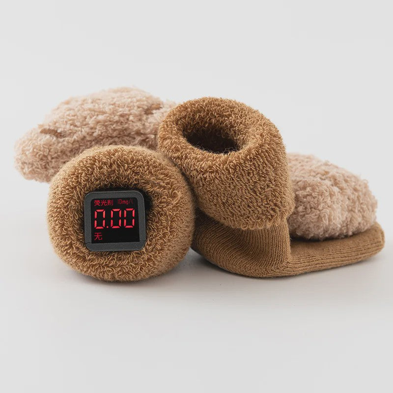 Schattige Babysokjes met Beer - Zacht Katoen, Anti-slip & Warm voor Jongens en Meisjes
