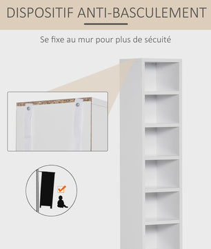 HOMCOM Set van 2 Smalle Boekenkasten/Opbergkasten met 6 Vakken per stuk
