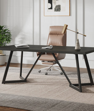 Tribesigns 180cm Executive Bureau - Modern Zwart Bureau met Metalen Frame