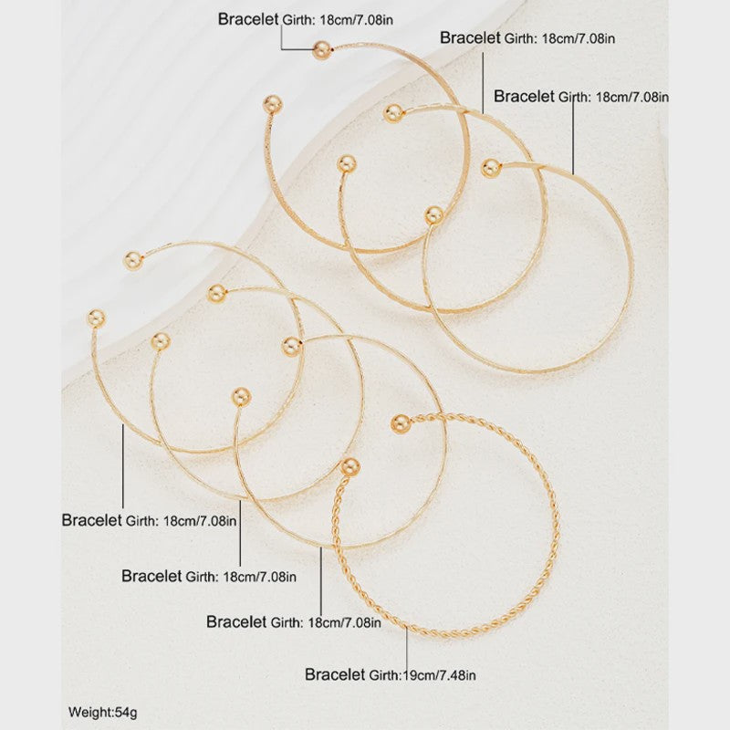 Set van 7 Gouden Punk Armbanden voor Dames - Streetwear & Goth Stijl