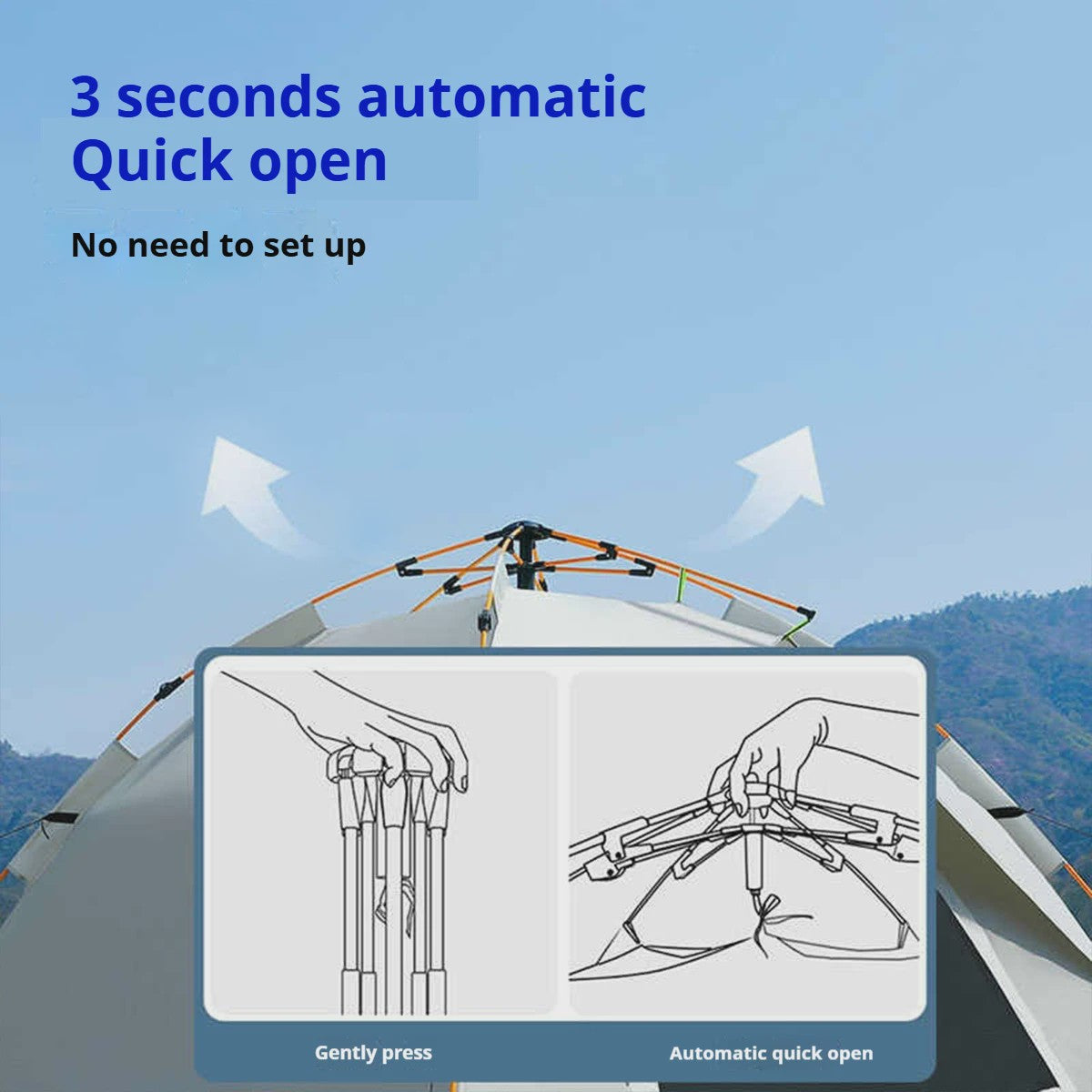 Automatische Pop-Up Tent voor 3-4 Personen - Snel Opzetbaar, Water- en Zonwerend
