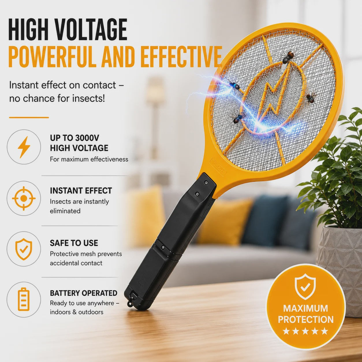 Elektrische Vliegenmepper Set (2 stuks) - 3000V, Extra Lange Steel, Batterij-Aangedreven