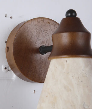 Klassieke Wandlamp van Natuursteen (Geel Travertin) - Sfeervolle Slaapkamerverlichting