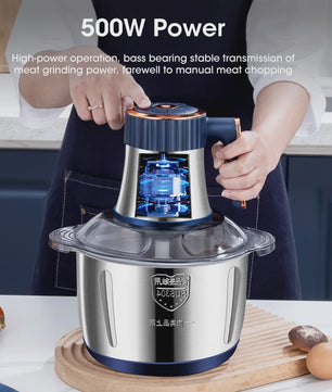 5L RVS Elektrische Vleesmolen & Keukenmachine - Multifunctionele Food Processor