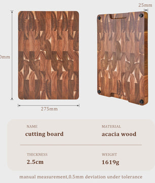 Acacia Hout Snijplank - End Grain - 15 inch met Handgrepen