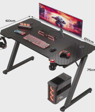 Devoko Gaming Bureau 120x60 cm met Hoofdtelefoonhaak en Carbon Fiber Afwerking