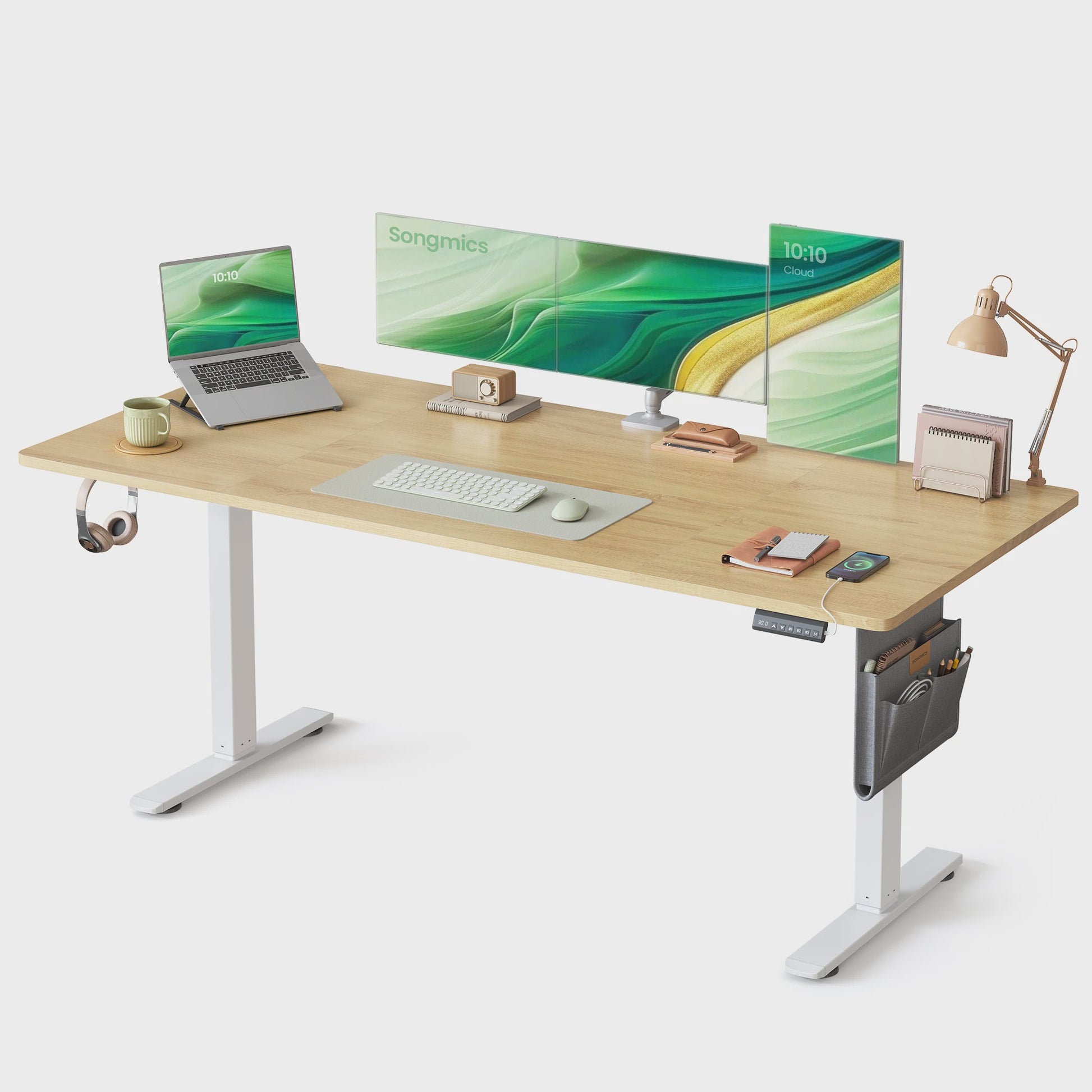 SONGMICS Elektrisch In hoogte Verstelbaar Bureau 180x80 cm met USB-C en Memory Functie