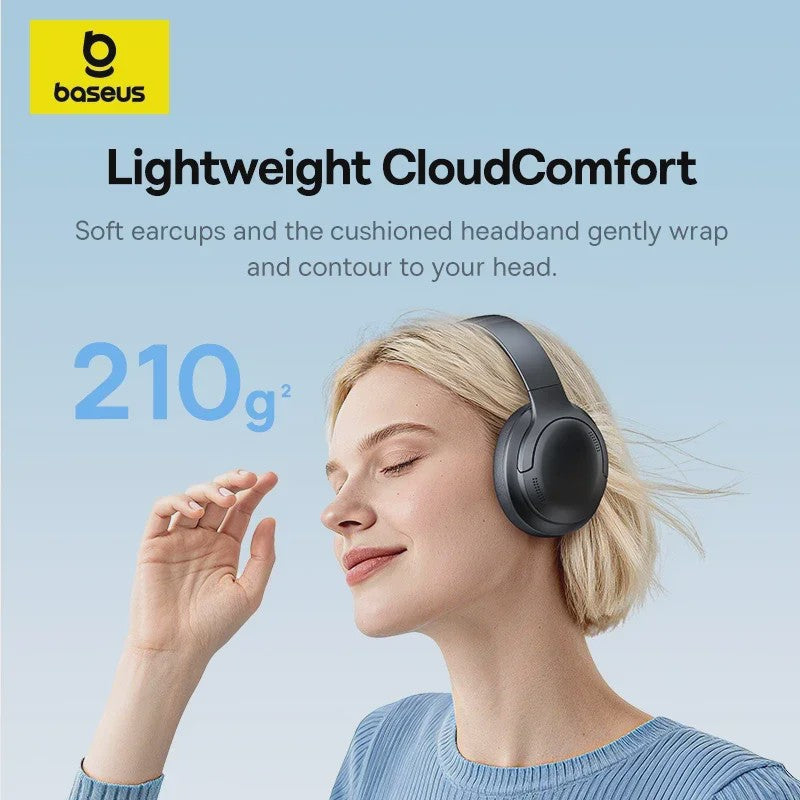 Baseus BH1 Lite Draadloze Koptelefoon - Bluetooth 6.0, 80 Uur Speeltijd, Super Bass & Heldere Oproepen
