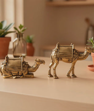 Set van 2 Koperen Kameel Ornamenten - Creatieve Ambachtelijke Decoratie
