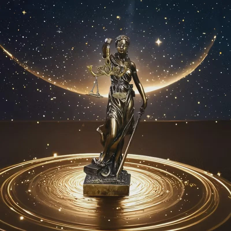 Retro Justitia Beeld - Gerechtigheidssymboliek voor Kantoor en Thuis