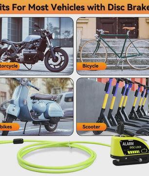 Schijfrem slot met 120dB alarm, oplaadbaar en waterdicht voor motor, fiets en scooter