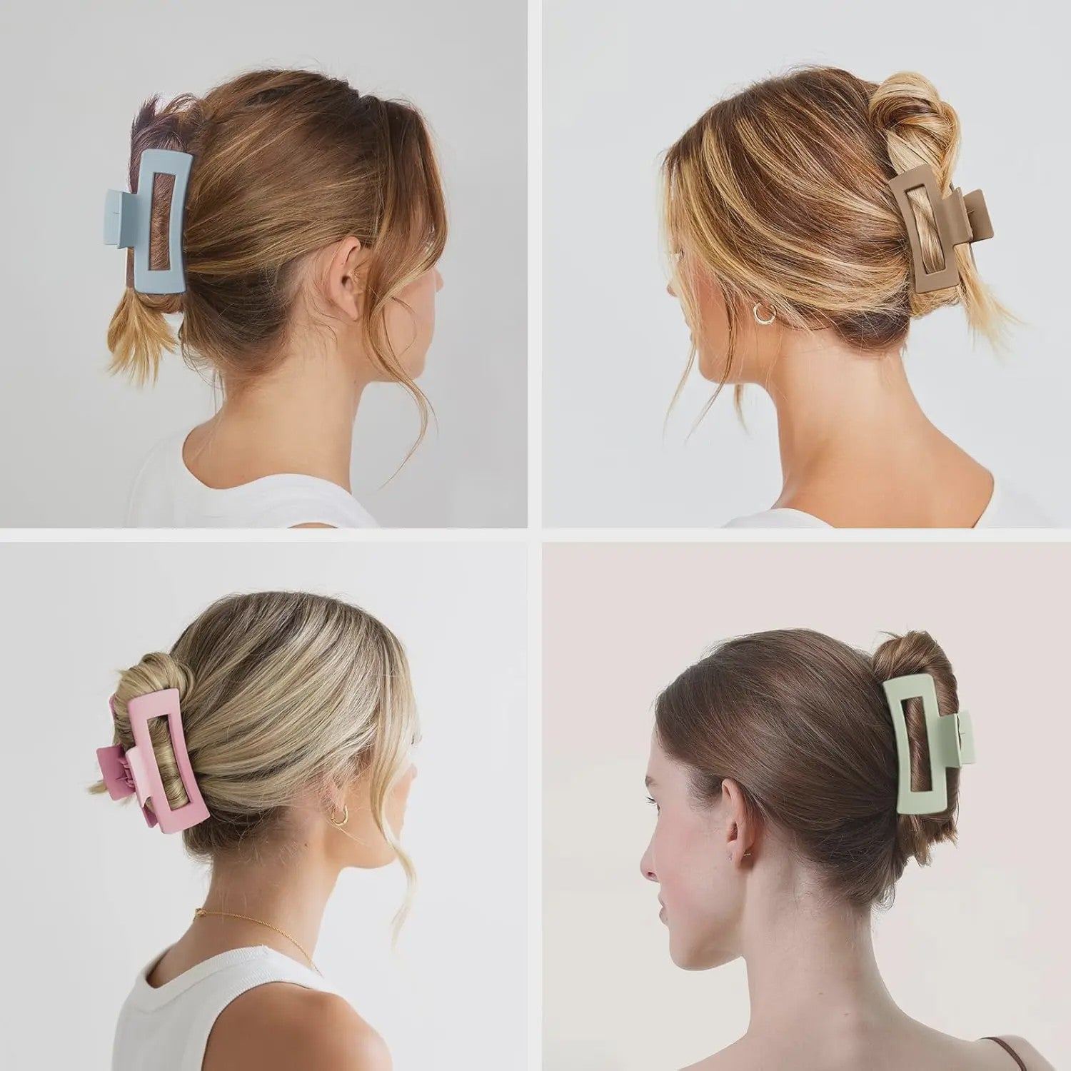 7x Matte Vierkante Haarklemmen voor Dames - Medium Maat, Sterke Grip voor Dik & Dun Haar